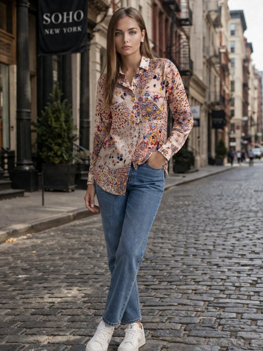 Anthropologie Pilcro Romy Relaxed Buttondown Shirt Multi Floral Size Small NWT